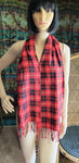 90s Red Plaid Scarf, Acrylic
