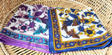 70s Peacock Scarves By Nasharr Frères Set of 2, One Purple Peacock Scarf, One Navy Peacock Scarf, Vintage Peacock Scarves, Peacock Gift
