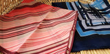 70s Striped Scarves By Nasharr Frères Set of 2, One Red Striped Scarf, One Blue Striped Scarf, Set Of 2 Striped Scarves, Vintage Scarves
