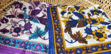 70s Peacock Scarves By Nasharr Frères Set of 2, One Purple Peacock Scarf, One Navy Peacock Scarf, Vintage Peacock Scarves, Peacock Gift