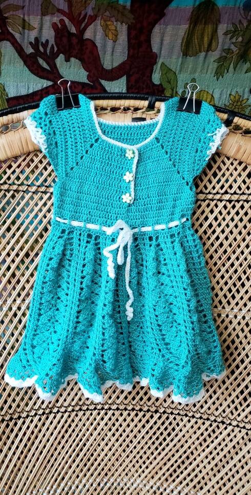 Vintage Girls Teal Crochet Dress – Charmstruck