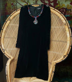 70s Green Velvet Dress With Gems By Designer Kiki Hart, MD
