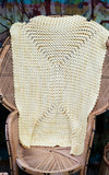 Vintage Yellow Crochet Baby Blanket, 48" x 36"