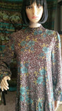 70's Floral Dropwaist Dress, Flapper Inspired Dress, MD
