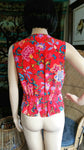 90's Vibrant Red Floral Vest by Casual Corner, Red Silk Vest, Vintage Casual Corner Vest, Floral Button Down Vest, Colorful Women's Vest, SM