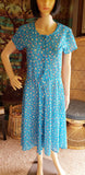 80's Aqua Blue Summer Dress by Avon Fashions, Vintage Avon Fashions Dress, Avon Dress, Vintage Avon, Blue Geometric Dress, Button Dress, MD