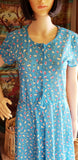 80's Aqua Blue Summer Dress by Avon Fashions, Vintage Avon Fashions Dress, Avon Dress, Vintage Avon, Blue Geometric Dress, Button Dress, MD