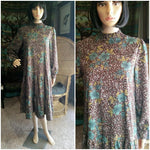 70's Floral Dropwaist Dress, Flapper Inspired Dress, MD