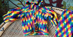 90s Rainbow Baby Knit Sweater Jacket And Pants Set With Fun Buttons