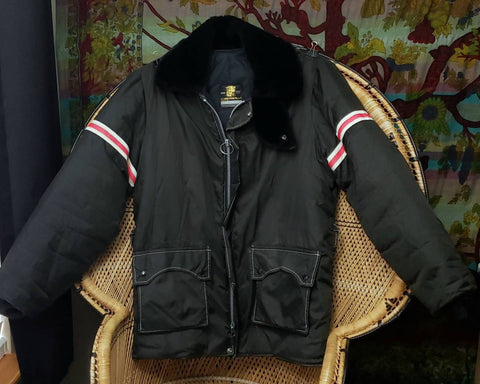 70s Men's Black Winter Coat By Stearns, LG 44-46