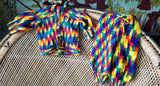 90s Rainbow Baby Knit Sweater Jacket And Pants Set With Fun Buttons