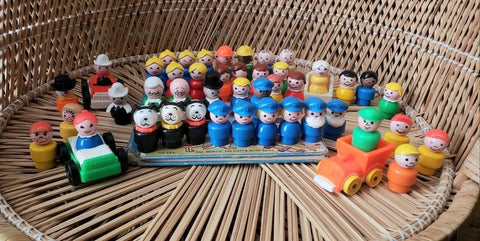 Vintage Fisher-Price Little People Set Of 48, Huge Lot Of Little People, All Plastic, Children's Toys