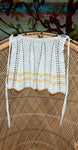 50s Crochet Mini Apron, Vintage Crochet Apron, White & Yellow Crochet Half Apron
