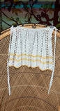 50s Crochet Mini Apron, Vintage Crochet Apron, White & Yellow Crochet Half Apron
