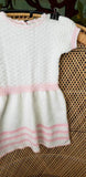 50s Girls Knit Dress 2T, Vintage Cream & Pink Knit Dress, Knit Toddler Dress, 2T