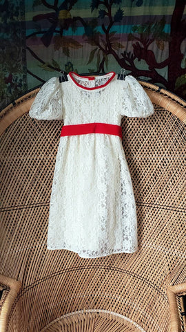 Vintage Cream Lace & Red Velvet Dress, 4T – Charmstruck