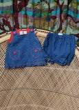 80s Denim Heart Dress With Bloomers By Little Lindsey, 0-6M