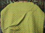 70s Yellow Calico & Hearts Blanket, 51" x 42"