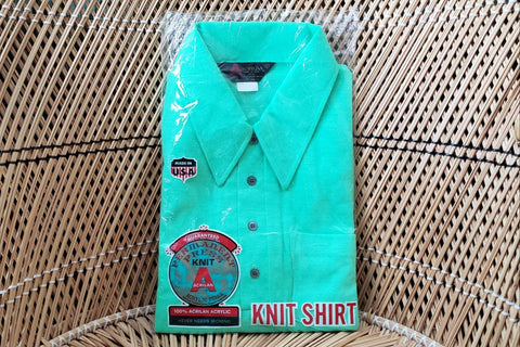 AS IS 60s Green Long Sleeve Knit Shirt By Acrilan Still In Original Package