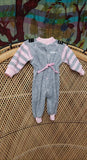 80s Playskool Play J's Gray & Pink Terry Jumpsuit, Newborn (0-3M)