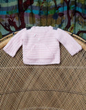 Vintage Pink Knit Baby Sweater With Cats, 6-9M
