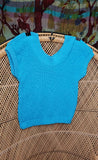 90s Blue Short Sleeve Sweater By Adele Knitwear, SM