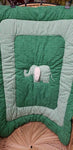 80s Green Elephant Baby Blanket, 37" x 30"