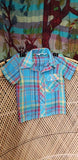 70s Boys Blue Western Rockabilly Shirt By London Loom, 3T