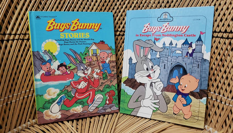 Vintage Bugs Bunny Books Set Of 2, 1980 Bugs Bunny In Escape From Noddington Castle & 1990 Bugs Bunny Stories