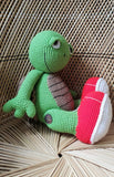 70s Hand Crochet Turtle, 20x9"