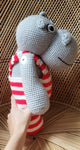 70s Hand Crochet Hippo, 18x15"