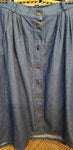 90s Blue Jean Skirt With Button Front By Napa Valley Petites, MD/LG