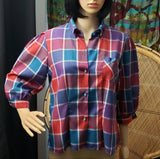 70s Women's Check Button-Down Shirt By Topson Downs, MD