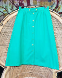 80s Green Button-Down Skirt By Koret, MD