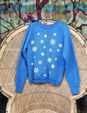 Vintage Blue Snowflakes Sweatshirt By Fruit Of The Loom