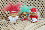 90s Christmas Trolls Set Of 3, Angel Troll Ornament, Mrs. Claus Troll Ornament & Mini Merry Little Elf Troll