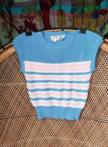 80s Blue And Pink Sweater Vest By Eclipse Las Angeles, SM