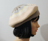 80s Pastel Beret Hat By Liz Claiborne Accesories, Lambswool & Angora