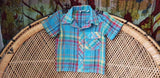 70s Boys Blue Western Rockabilly Shirt By London Loom, 3T