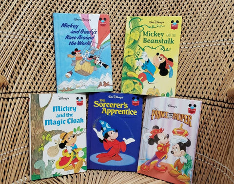 Vintage Mickey Mouse Books Set Of 5, Disney's Wonderful World Of Reading