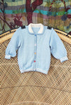 50s Blue Cardigan Sweater With Colorful Buttons, 2T