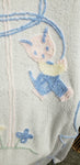 AS IS 50s Chenille Baby Blanket, Spring May Pole Dog & Cat