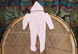 Vintage Pink Knit Baby Footsie Bodysuit With Hood, 6-9 Months
