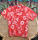 90s Men's Red Hawaiian Shirt By ten2one, LG