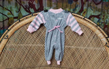 80s Playskool Play J's Gray & Pink Terry Jumpsuit, Newborn (0-3M)