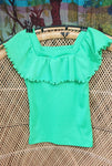1970s Lime Ruffle Tank Top, MED