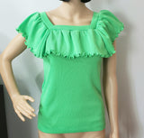 1970s Lime Ruffle Tank Top, MED