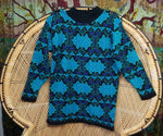 80s Blue Metallic Sweater By Dana Scott, LG