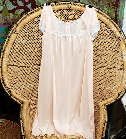 70s Peach & Lace Nightgown By Montgomery Ward, MD