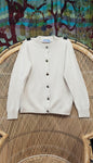 70s Cream Cashmere Cardigan Made In Scotland By Ballantyne Of Peebles , 40"